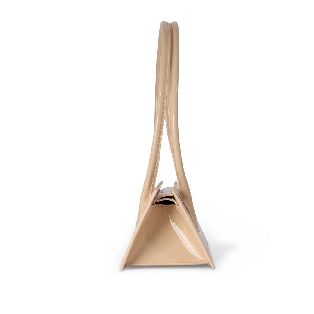 Nude patent handbag #colour_nude - patent