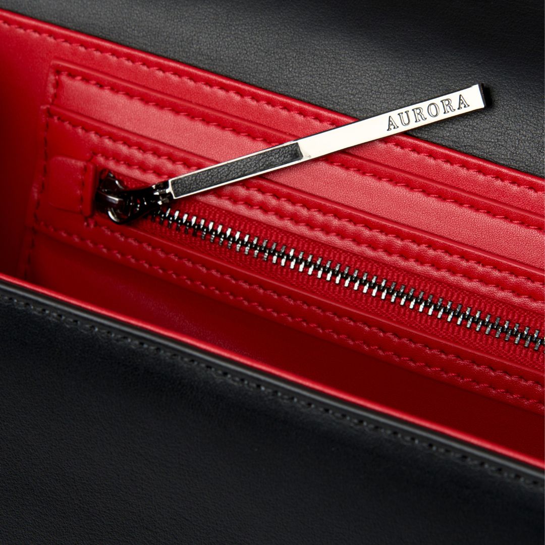 Red clutch bags interior inside pocket #colour_black